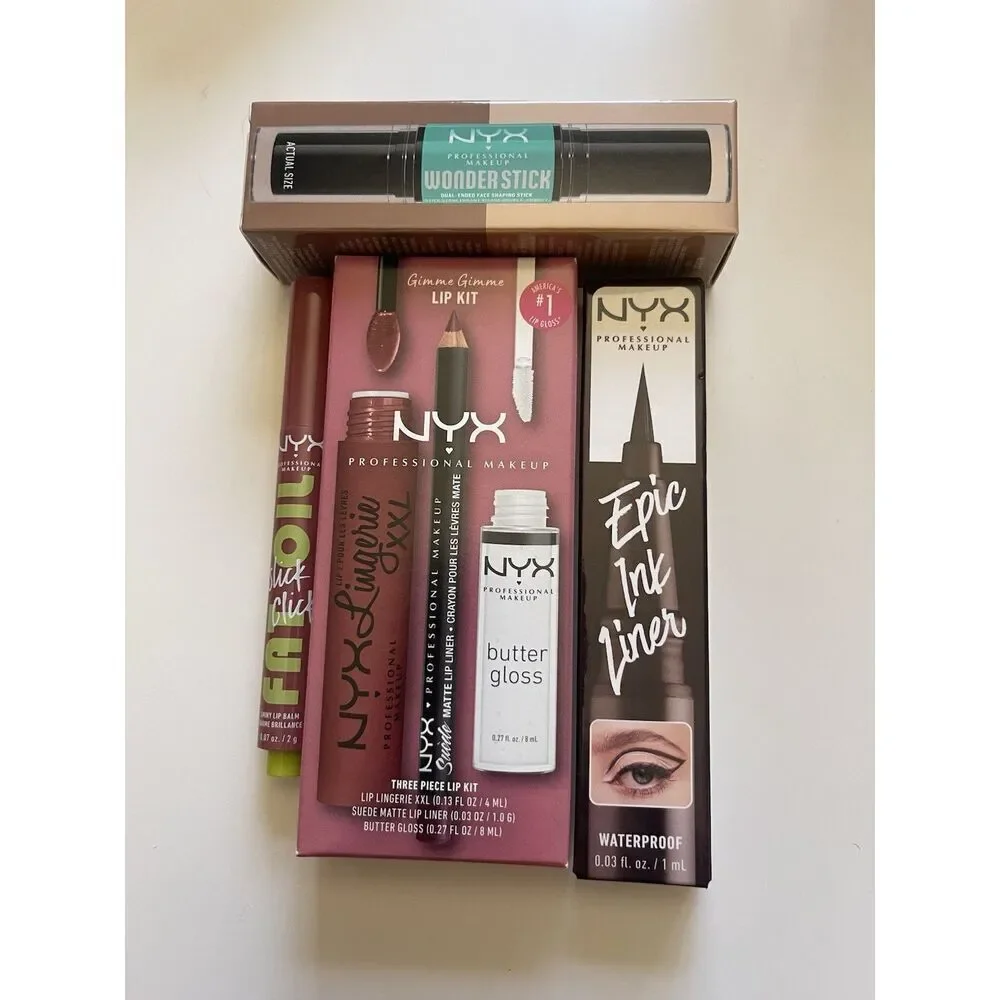 NYX Bundle Lot Lipstick Wonderstick Ink Fat Oil Lingerie XXL Liner 6 Pc in Total